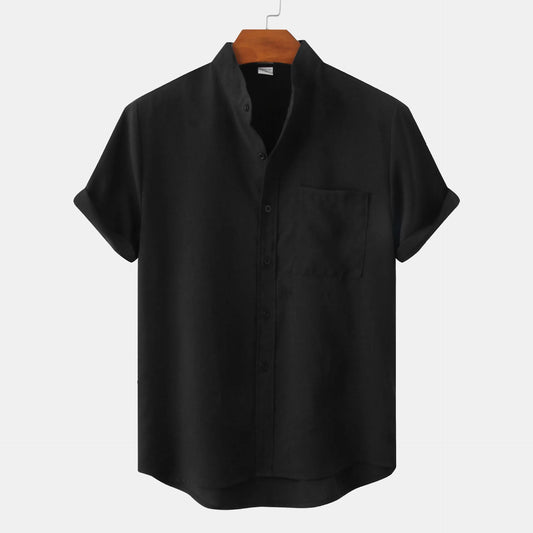 Linen Breeze Mandarin Shirt